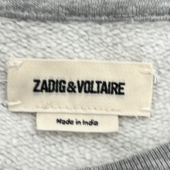 Zadig & Voltaire Gold Skull Grey Sweatshirt Oversized Cotton size S - Picture 10 of 11